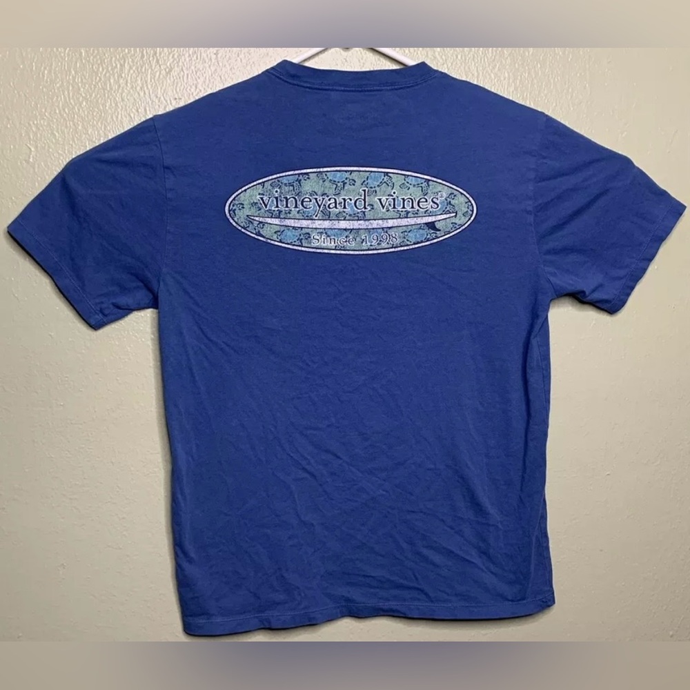 Vineyard Vines Mens Size Small Royal Blue Company Logo Pocket Graphic Shirt